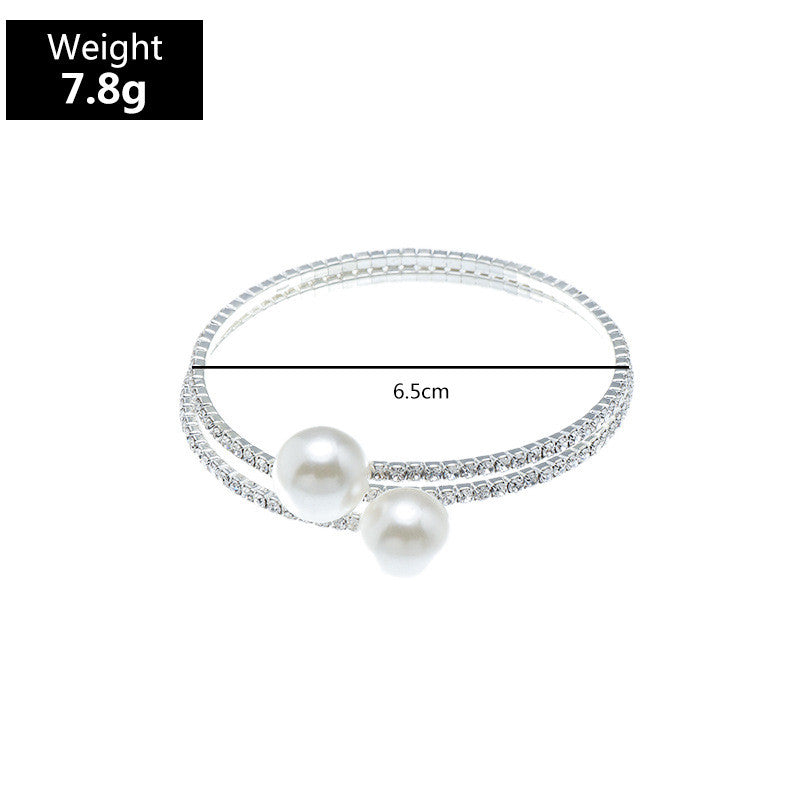 Temperament Rhinestone Pearl Multilayer Bracelet Winding Bracelet