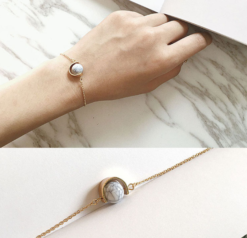 Vintage Bracelet Transfer Bead Bracelet  Marble Simple Bead Bracelet Female