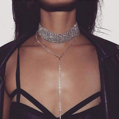 Alloy full diamond long necklace