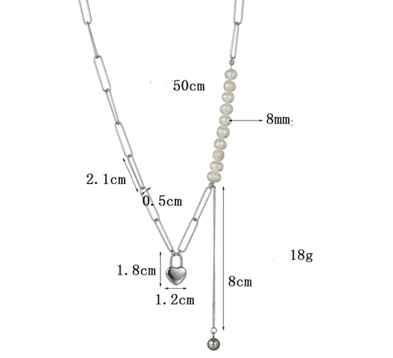 Vibrato Shaped Pearl Love Lock Necklace