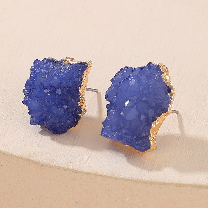 Natural Stone Crystal Ear Stud Earrings