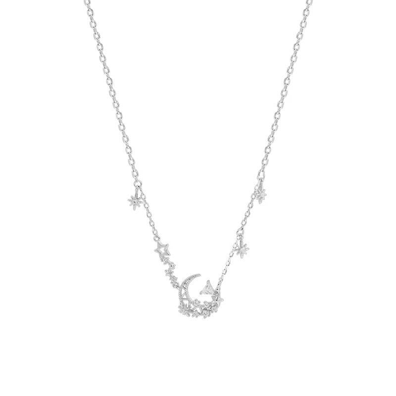 Women's Diamond Moon Pull Necklace Clavicle Chain