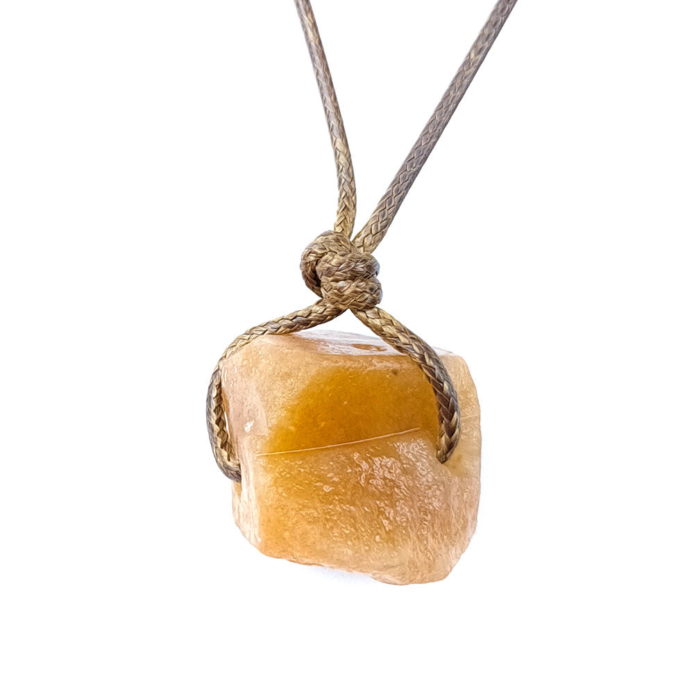 Irregular Specimen Of Natural Crystal Agate Rough Pendant Necklace