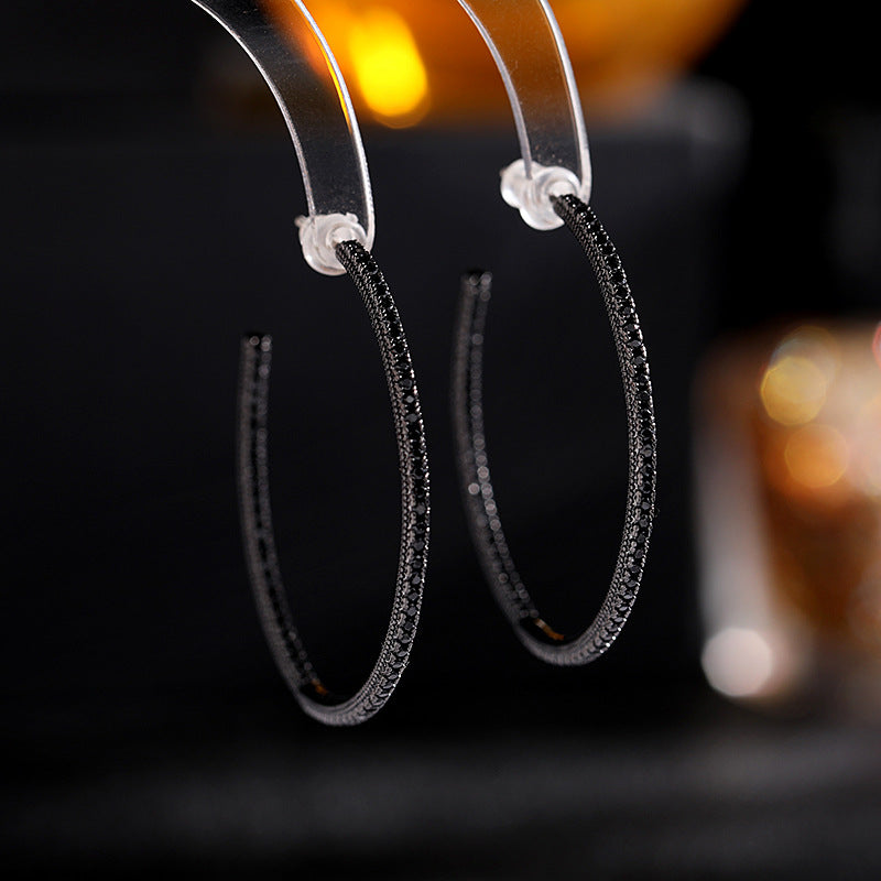 Ladies Silver Needle Niche Temperament Geometric Hoop Earrings