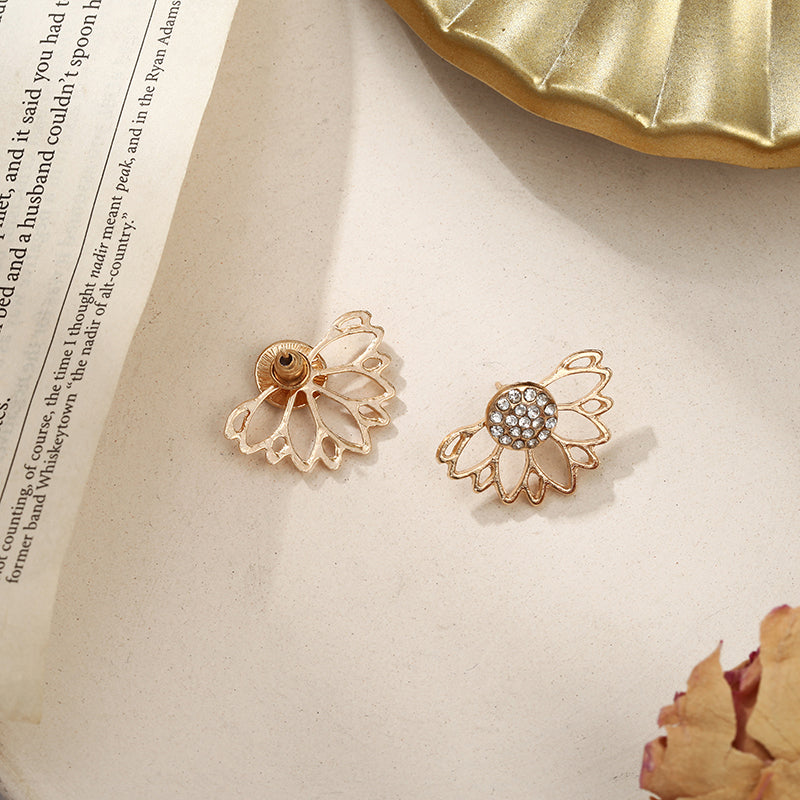 Lotus shaped full diamond earrings