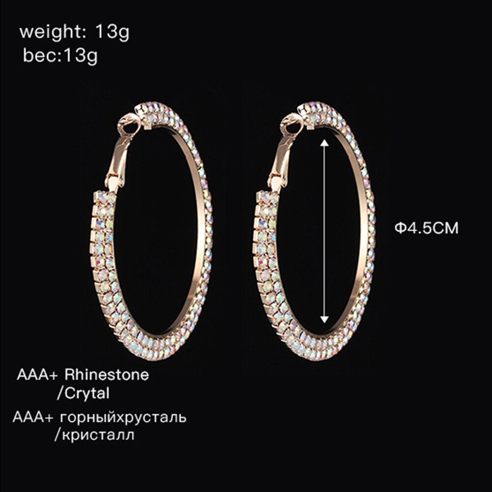 Creative Sparkling Diamond Ladies Full Diamond Round Big Earrings