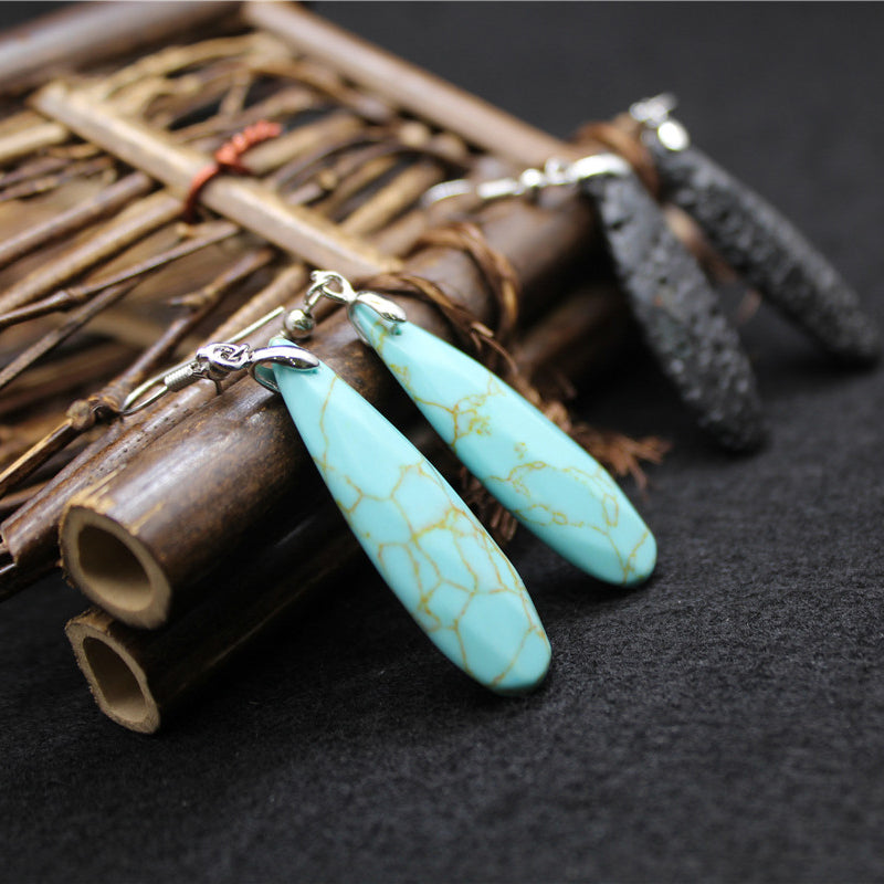 Drop Earrings Volcanic Stone Ear Hooks