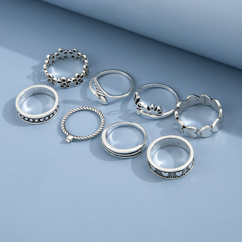 Metal Love Ring Set Fashion Geometric