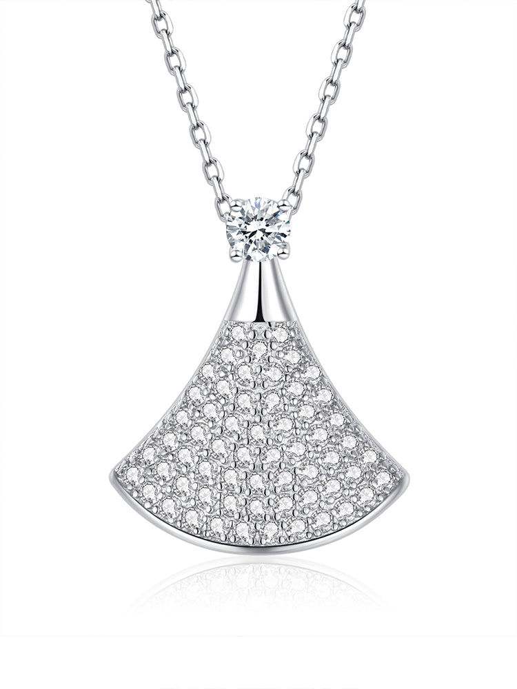 Scalloped Diamond Dress Necklace Sterling Silver