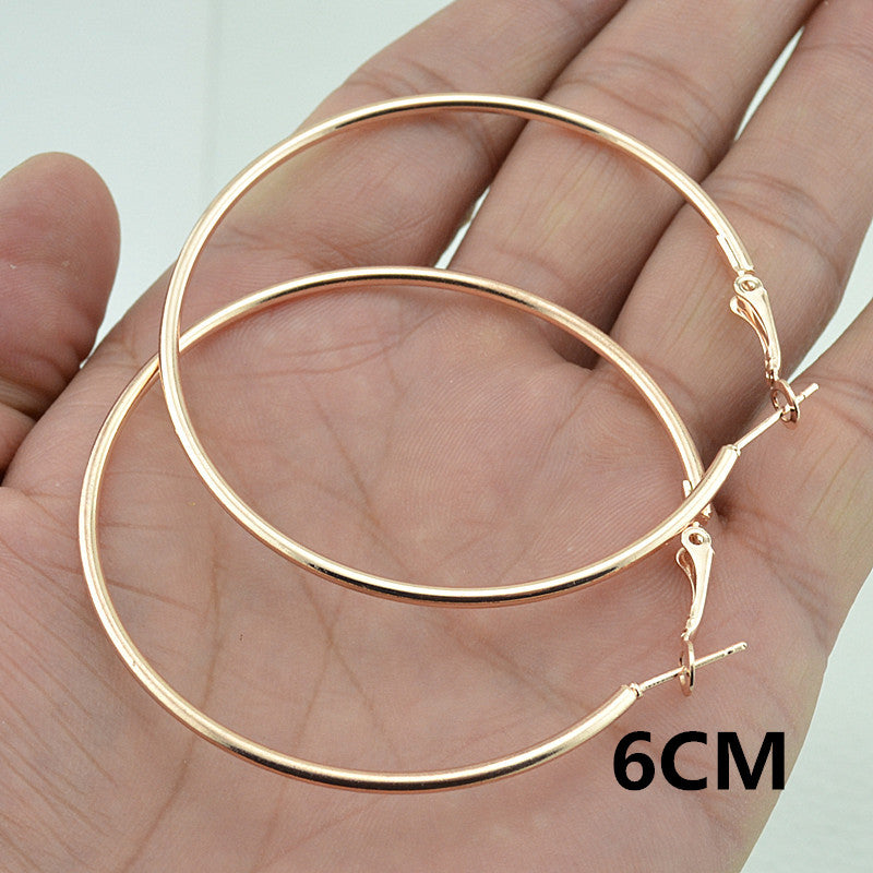 European And American Rose Gold Hoop Earrings