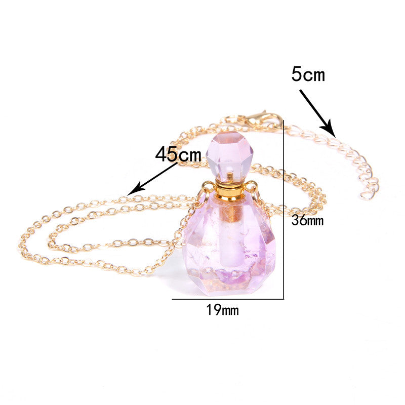 Perfume bottle crystal pendant necklace