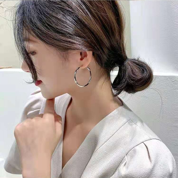 Golden Hoop Fashionable Women  Circle  Big Earrings Temperament