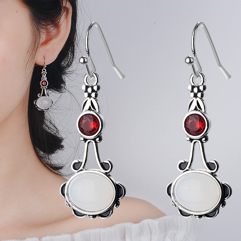 White Moonstone Earrings