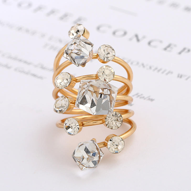 Crystal Ring Exaggerated Large Spring Ring rings for women