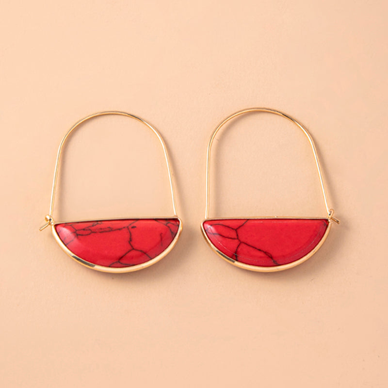 Vintage Stainless Steel Resin Stone Statement Earrings