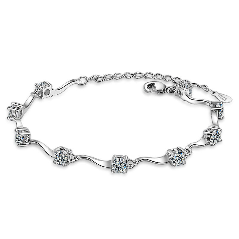 Wave diamond zircon bracelet