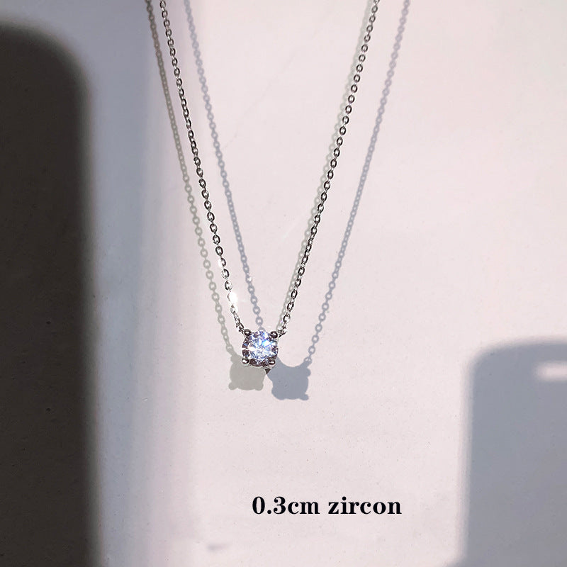 S925 Sterling Silver  Diamond Clavicle Necklace