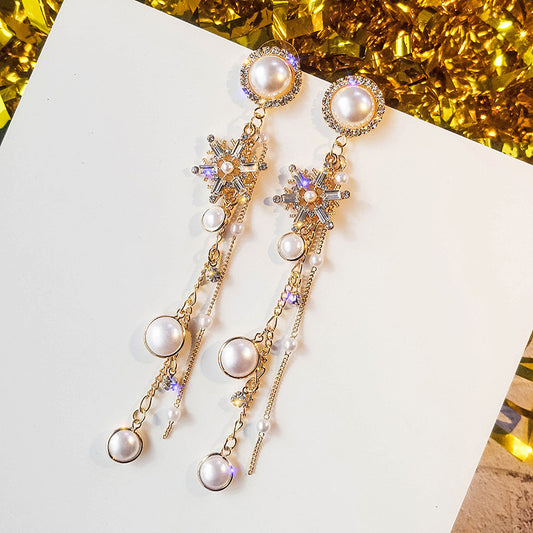 Long pearl earrings