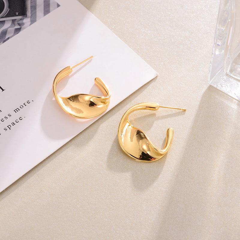 Golden Earrings Hoop Temperament Twist