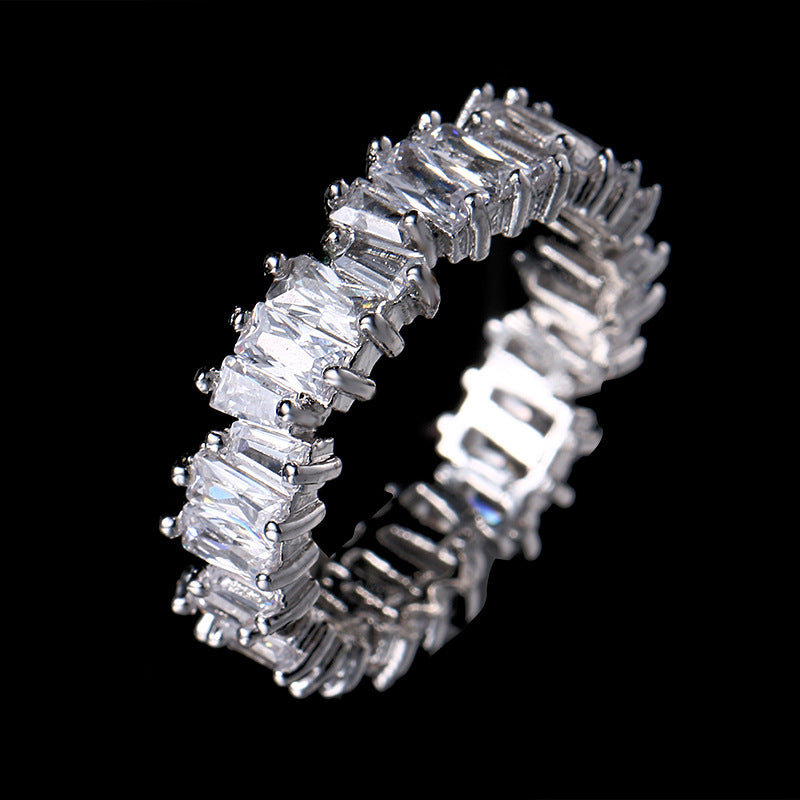 AAA zircon ring female simple fashion zircon rim ring