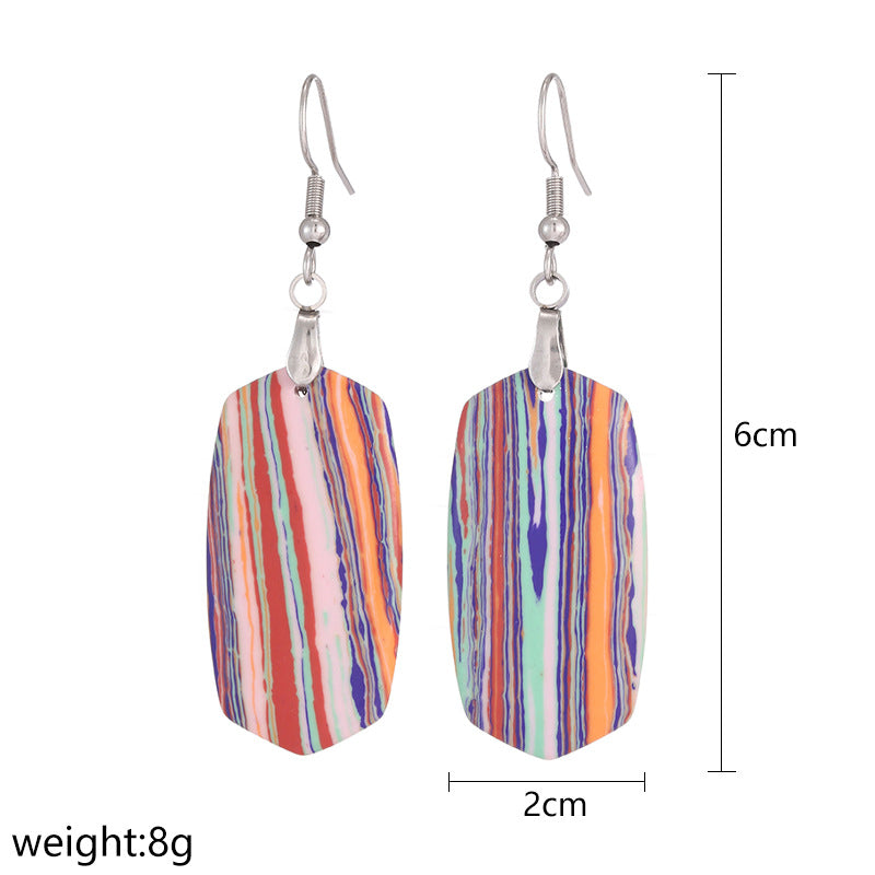 Earrings Boho Striped Emperor Stone Earrings Rainbow Color