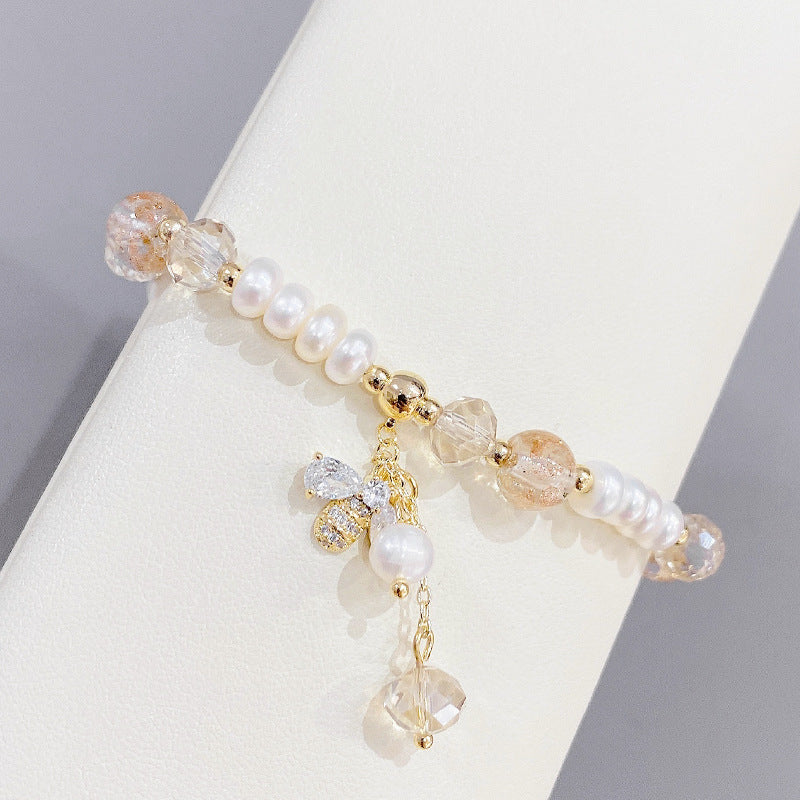 Freshwater Pearl Micro-inlaid Zircon Bee Bracelet