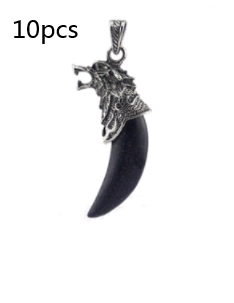 Natural Crystal Spike Pendant Crystal Wolf Head Item Pendant Fashion Couple Domineering Necklace