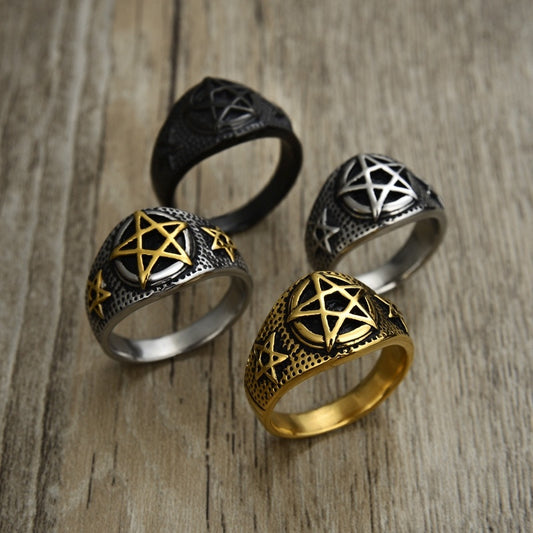 Gothic Punk Pentagram Satan Pentagram Ring