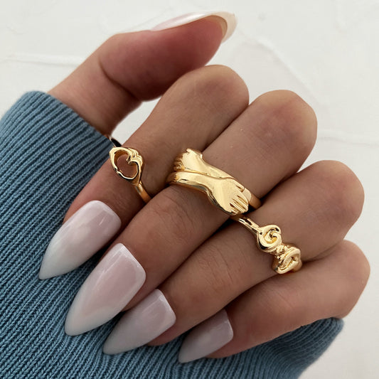 Hug Arm Ring 3-piece Alloy Ring Set