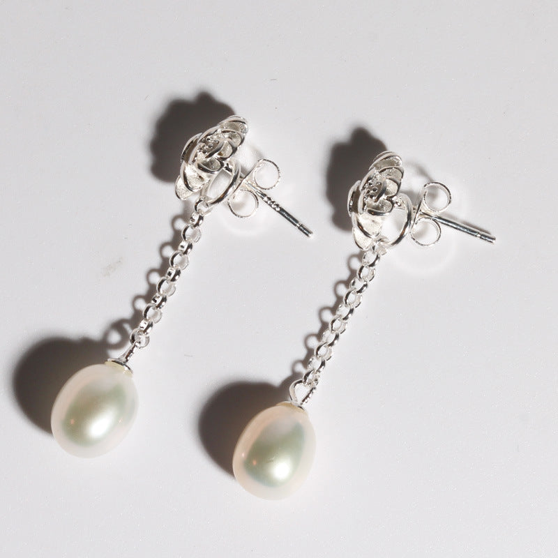 Lotus Natural Freshwater Real Pearl Earrings Long Earrings