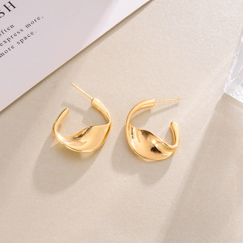 Golden Earrings Hoop Temperament Twist