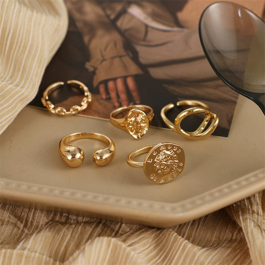 Fashion Personality Geometric Gold Ring Set