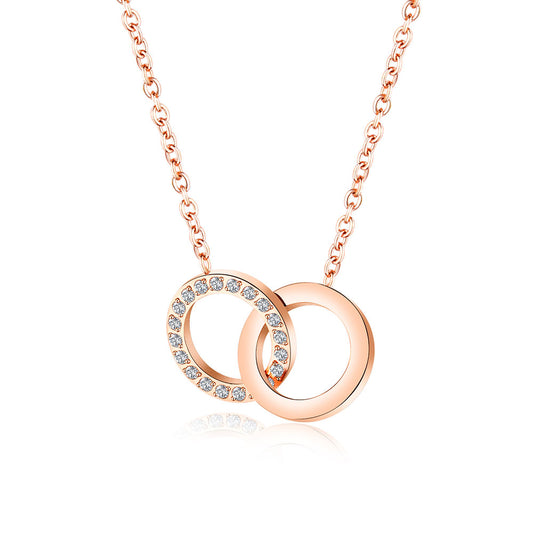 Two ring diamond necklace pendant