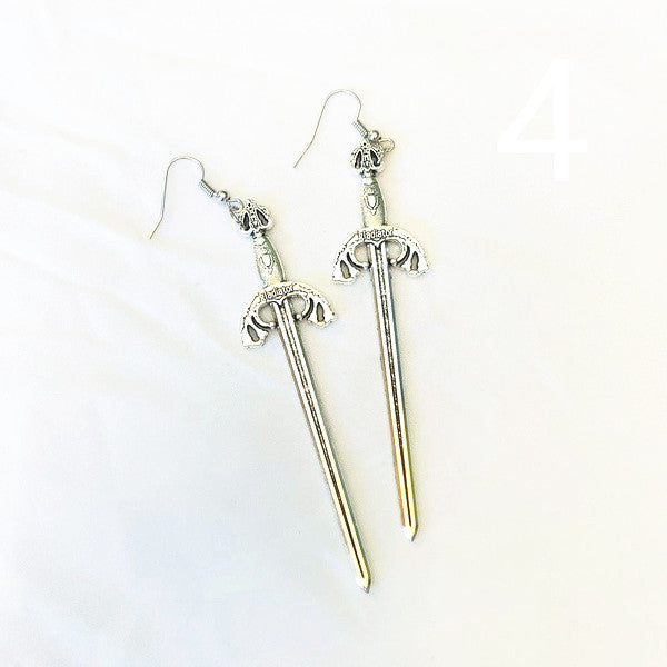 Exaggerated Personality Gothic Bronze Sword Fashion Knife Creative Earrings Alloy