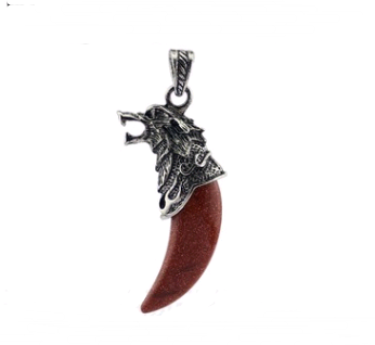 Natural Crystal Spike Pendant Crystal Wolf Head Item Pendant Fashion Couple Domineering Necklace