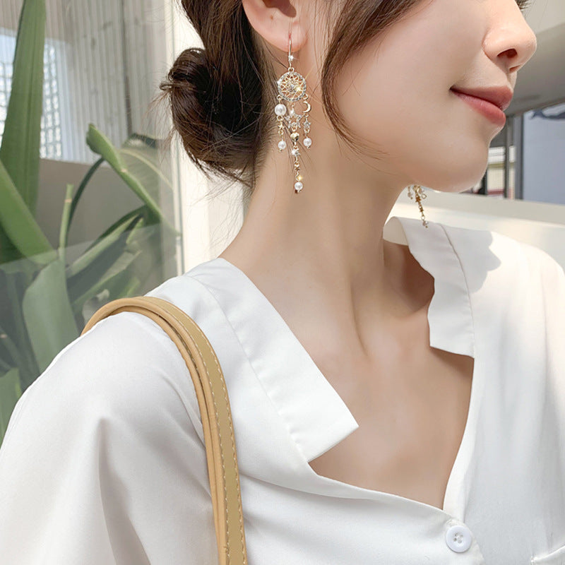 Pearl tassel earrings