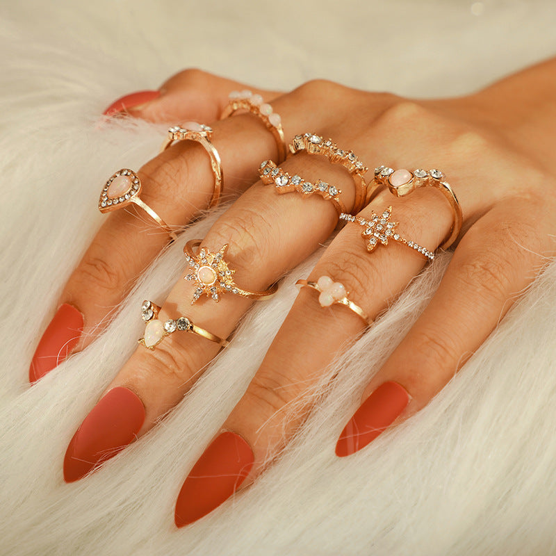 Ladies Fashion Temperament Alloy Ring Set