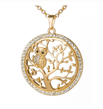 Animal owl necklace with diamonds