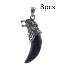 Natural Crystal Spike Pendant Crystal Wolf Head Item Pendant Fashion Couple Domineering Necklace