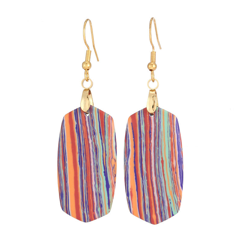 Earrings Boho Striped Emperor Stone Earrings Rainbow Color