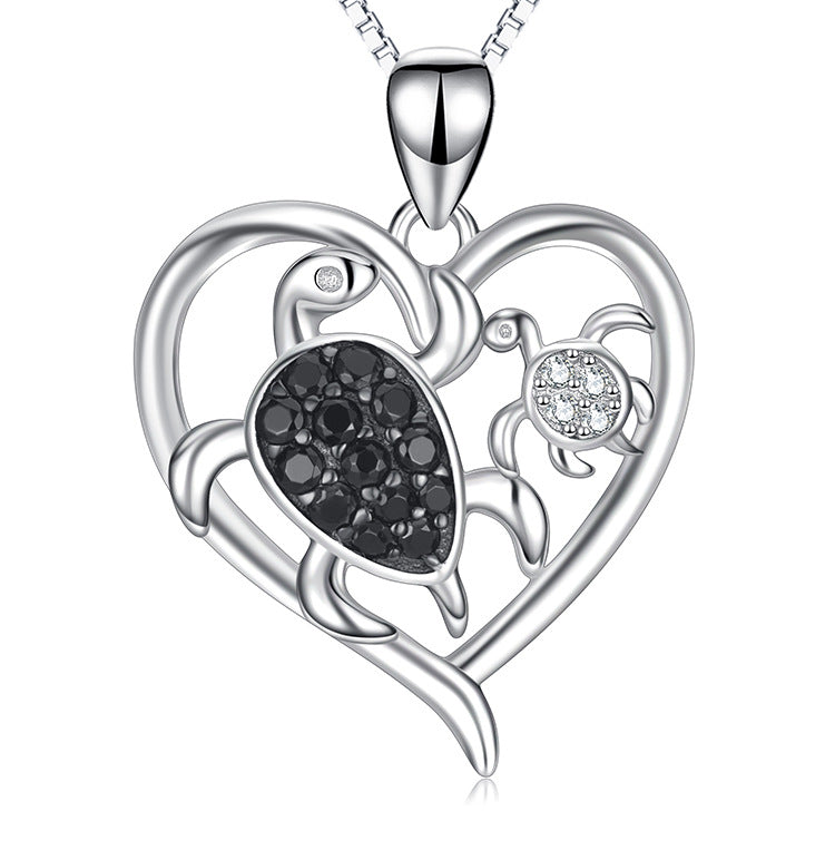 S925 Turtle Diamond Heart Necklace