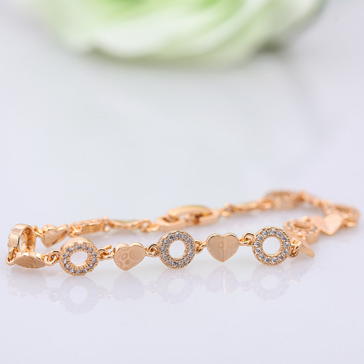 Rose Gold Zircon Bracelet Women's Diamond Heart Bracelet