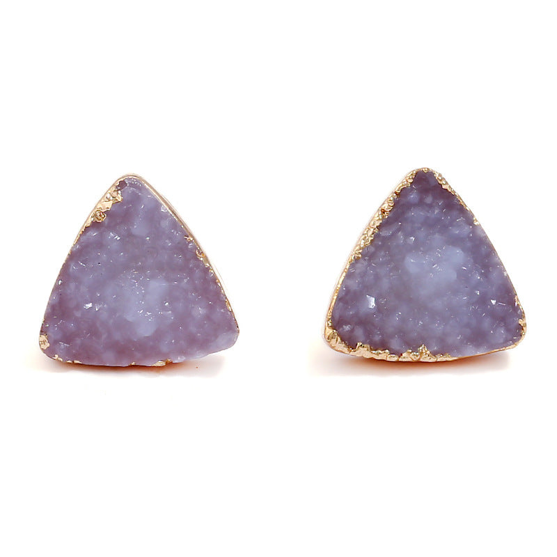 Corner natural stone stud earrings