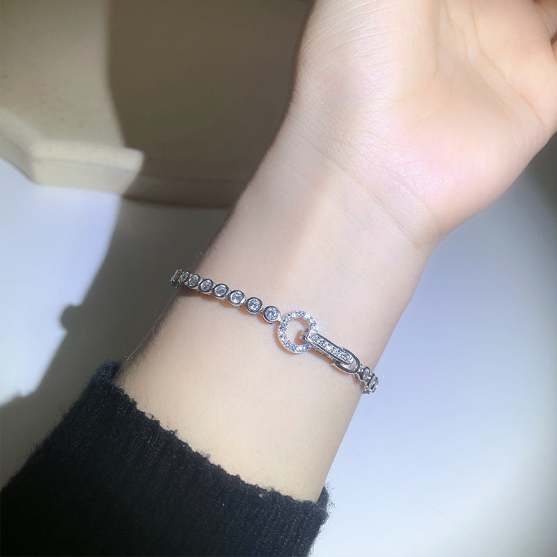 Women's Sterling Silver Bubble Design Full Diamond Bracelet