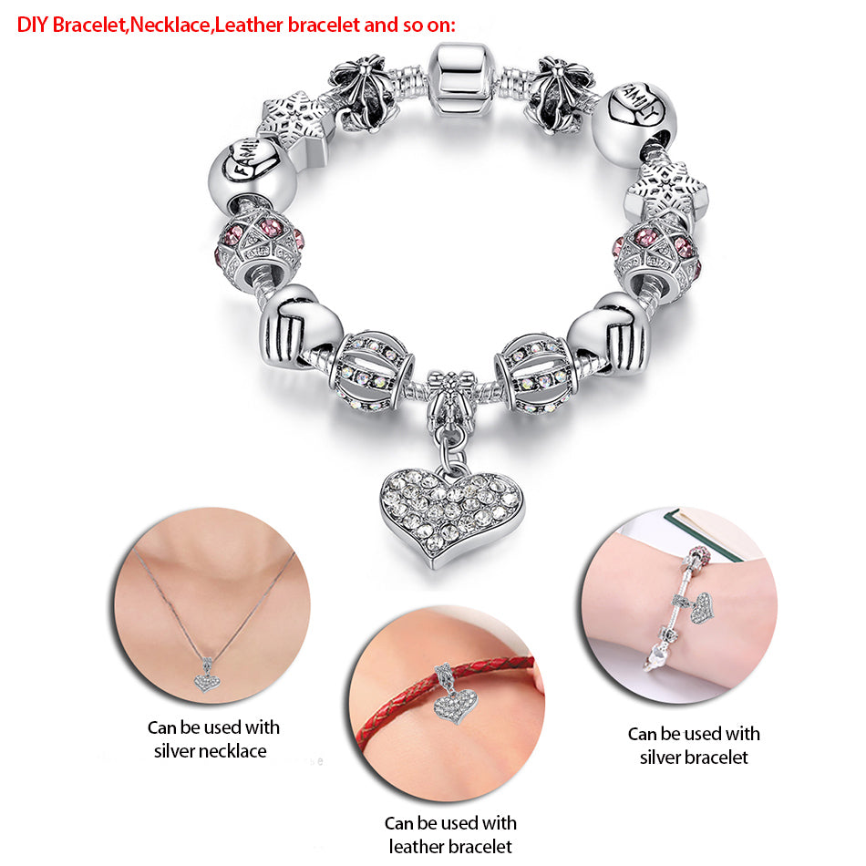 Heart-shaped diamond bracelet