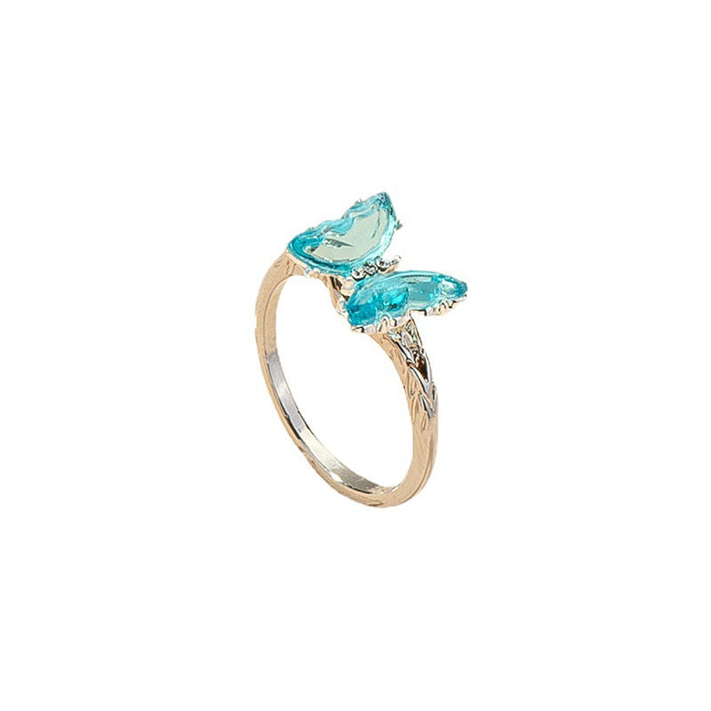 Summer Crystal Glass Butterfly Ring