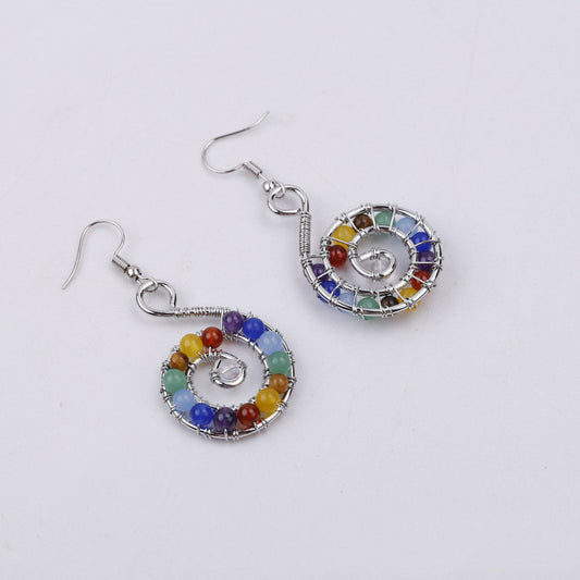 Natural Mixed Beads Colorful Stone Earrings