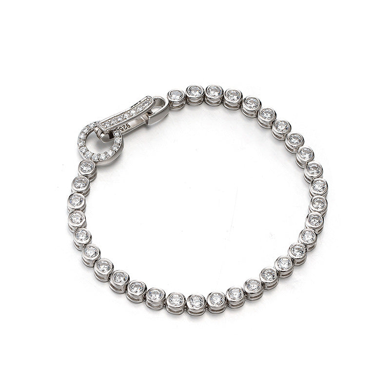 Women's Sterling Silver Bubble Design Full Diamond Bracelet