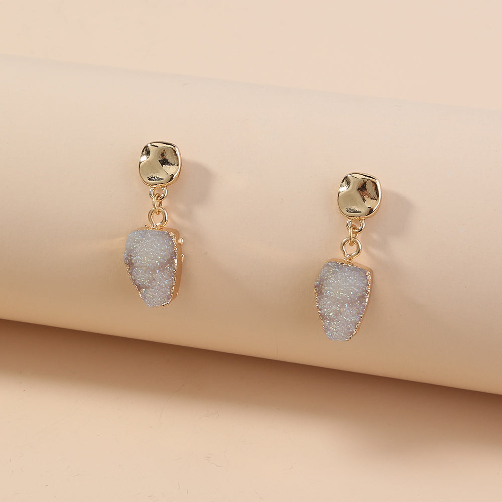 Exaggerated Personality Imitation natural stone earrings small small small style cold style style earrings female jewelry