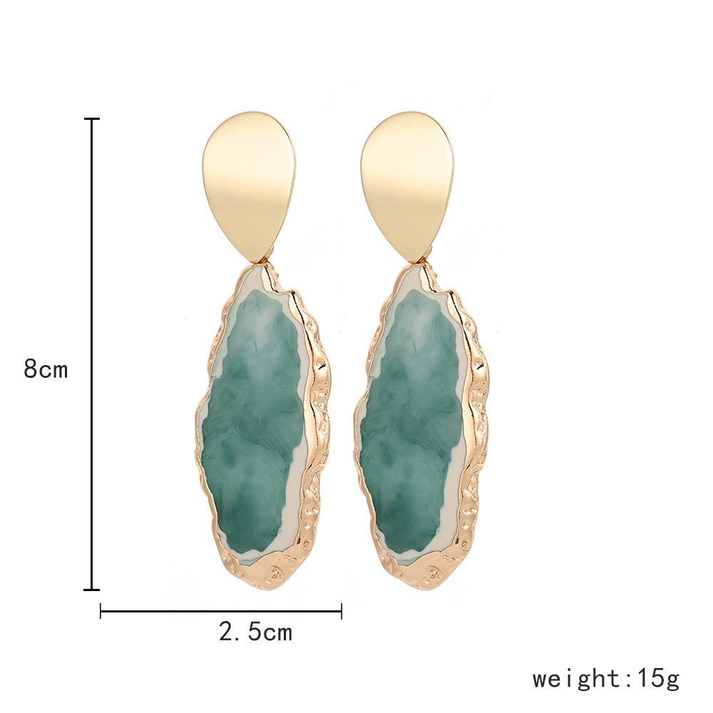 Irregular Shaped Artificial Jade Stone Earrings